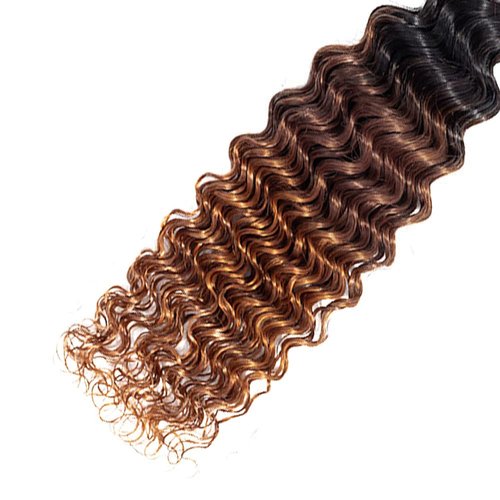 Habiliana Bundles Human Hair 18 20 22 Inch Omber Deep Wave Human Hair Bundles Natural Chocolate Brown T1B/4/30 11A Unprocessed Brazilian Virgin Quick Weave Hair Extensions for Black Women