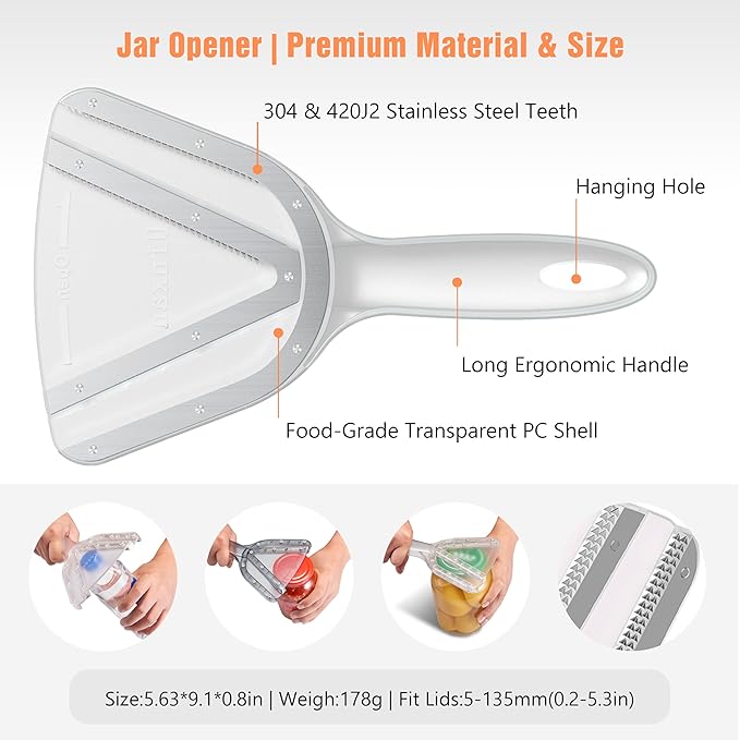 Uinxan Jar Opener for Weak Hands & Seniors with Arthritis - Handheld Manual | Effortlessly Opens Stubborn Screw Lids & Bottle Caps. 304 Stainless Steel. Durable. Patented Kitchen Gadget (Green)