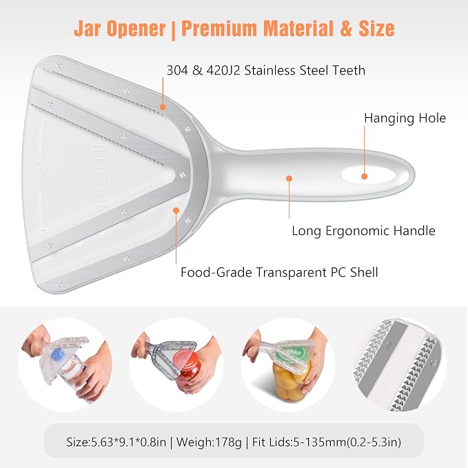 Uinxan Jar Opener for Weak Hands & Seniors with Arthritis - Handheld Manual | Effortlessly Opens Stubborn Screw Lids & Bottle Caps. 304 Stainless Steel. Durable. Patented Kitchen Gadget (Purple)