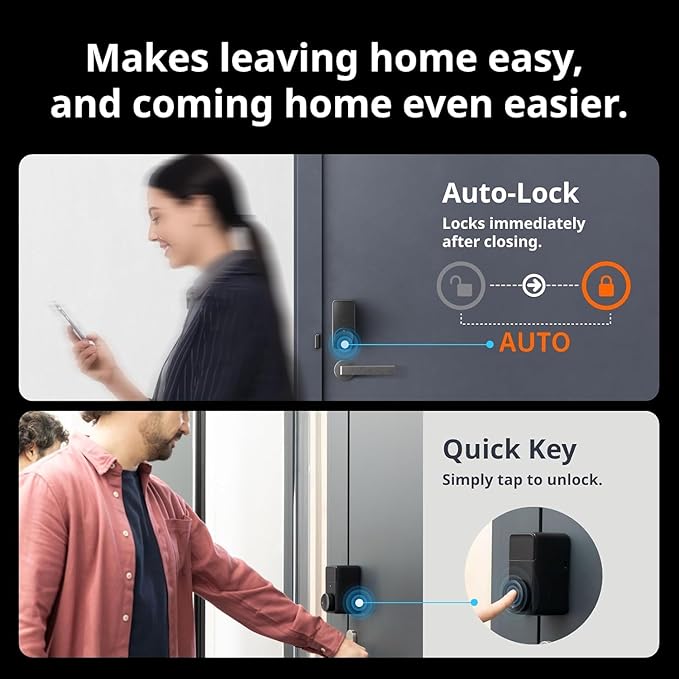 SwitchBot Smart Lock Pro with hub mini, Keyless Entry Door Lock, Smart Door Lock Front Door, Electronic Smart Deadbolt, Fits Your Existing Deadbolt in Minutes, Add SwitchBot Hub2 to Support Matter