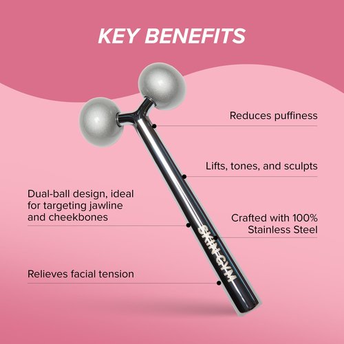 SKIN GYM Face Sculptor Beauty Roller, Stainless Steel Facial Massager for Lifting, Toning, and Sculpting