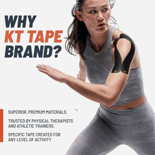 KT Tape, Original Cotton, Elastic Kinesiology Athletic Tape, 125’ Uncut Roll, Black
