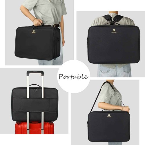 MONSITNA Extra Large Makeup Case 17 Inch Super Large Capacity Travel Makeup Train Case Professional Makeup Artist Case Nail Polish Organizer Storage Box with Two Adjustable Shoulder Strap (Black)
