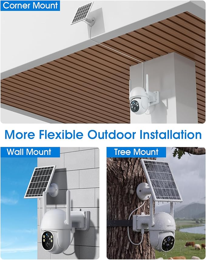 SANSCO 4G LTE Cellular Solar Security Camera, Lifetime Free Unlimited Data, No Monthly Fee, No WiFi Wireless Outdoor Cam, 2K Color Night Vision, 360° PTZ, 2-Way Audio, Built-in SIM, 64G TF Card, TUYA