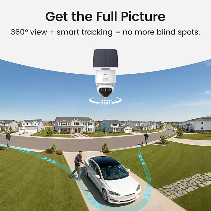 aosu T2 Ultra 4K Security Cameras Wireless Outdoor, 4 Cam Kit, Smart Home Security System with TrueColor Night Vision, AI Recognition & 360° Motion Tracking, Solar Power, Expandable 1TB Local Storage