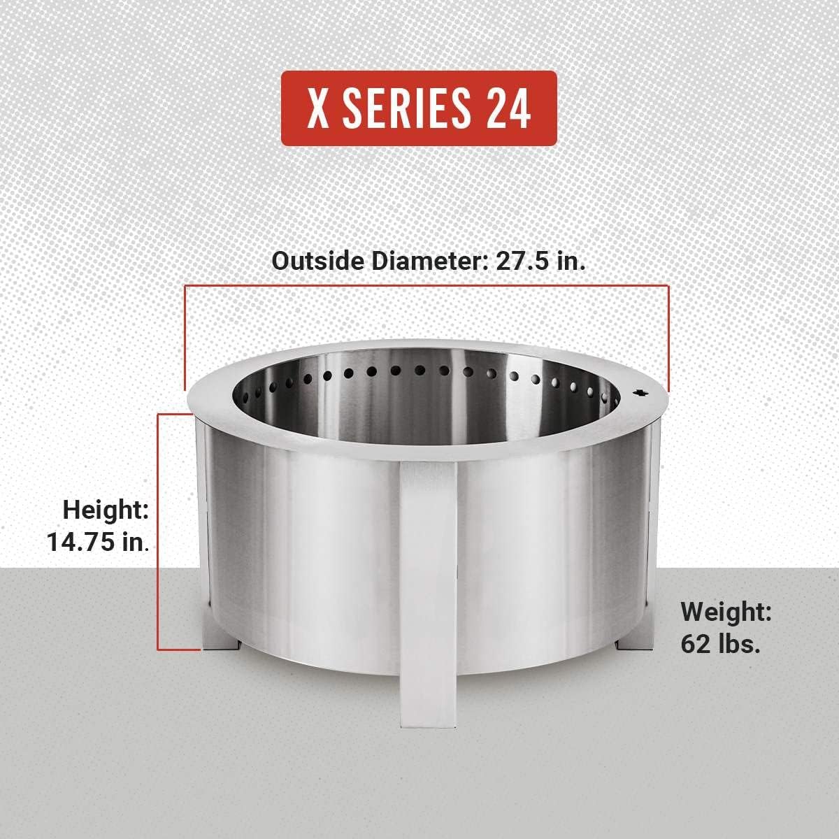 Breeo Smokeless Fire Pit (X Series 24, Stainless Steel) | 27.5 inch Smokeless Firepit for Outside | 62 Pounds | Ideal for Families Compatible with Wide Range of Breeo Accessories