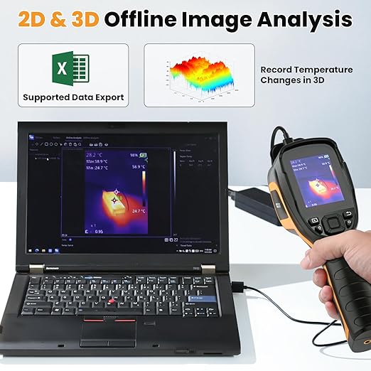 GODIAG Handheld Thermal Imaging Camera - 320x240 TISR & 256x192 IR Resolution, with PC Analysis, Video Recording, 12h Battery Life Thermal Imager with 32GB SD Card