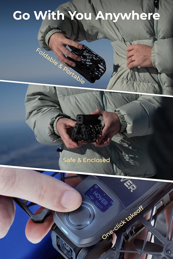 HOVERAir X1 PRO 4K Drone with Camera, Foldable Action Flying Camera with 42 KM/H Follow Speed, 10+ Fully Automatic Flight Modes, Fly Anywhere with OmniTerrain, SmoothCapture 2.0(Fly Joy Combo)