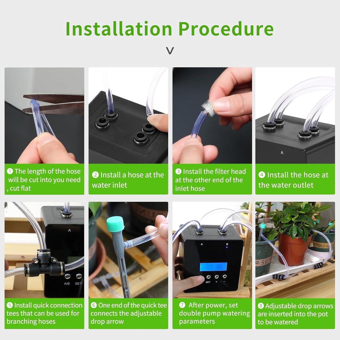Automatic Watering System for Potted Plants | Indoor Plant Waterer with 30-Day Timer, Dual Self-Priming Pumps, Drip Irrigation Kit for 20 Plants