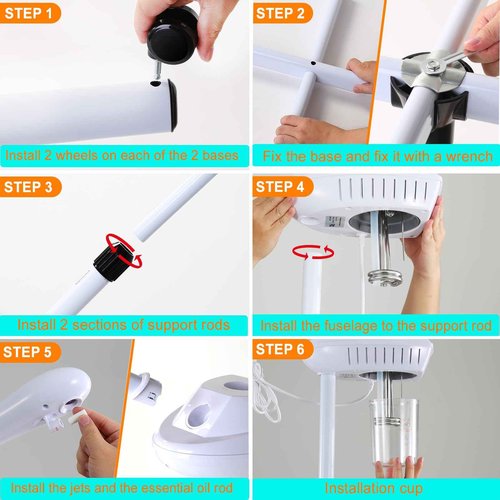 Professional Facial Steamer, Stand Ozone Face Steamer on Wheels, Adjustable Height and Angle,Estheticians Steamer More Steam,Hot Mist Facial Humidifier Atomizer for Spa Beauty, Home Use