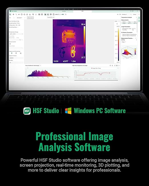 HSFTOOLS P2W Wi-Fi Thermal Camera with 8MP Visual Camera, 3.5" Touch Screen, 640x480 Super Resolution Thermal Imaging Camera, Intelligent Scene Detection, 256x192 IR Resolution, Video Recording