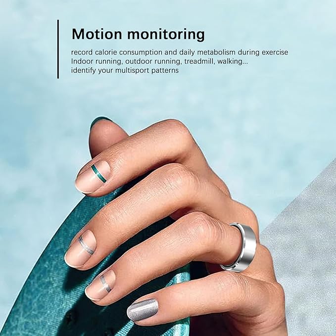 Ultra-Thin Smart Health Tracker Ring with Heart Rate & Sleep Monitoring | Fitness Activity Tracker for Steps/Calories | 7-Day Battery Life | Compatible with iOS/Android (Unisex Design) (9)