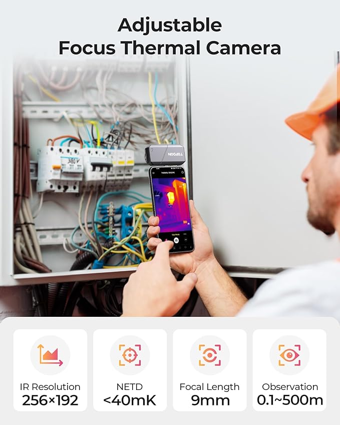 TOPDON TS001 256x192 IR Resolution Thermal Camera for Android, Thermal Night Vision Monocular Thermal Imager with 9mm Adjustable Focus Lens, Infrared Test Report, -4°F~1022°F TEM Range