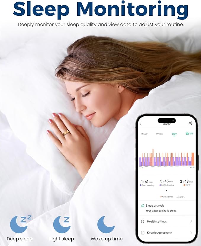 Smart Ring for Women Men Fitness Tracker with Blood Oxygen,Heart Rate,Sleep Monitoring,Step Counting,for iPhone and Android,Waterproof smart blood pressure monitor,No Subscription Fees (Rose Gold, 10)