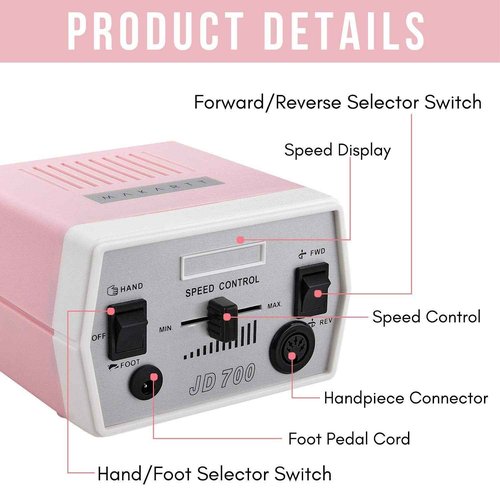 Makartt Geneviere Electric Nail Drill Machine with Nail Drill Bits Set 10Pcs Bundle