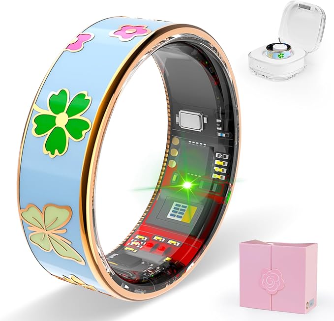 Smart Ring Men & Women Ring Sleep Tracker Pedometer Long Battery Life No Subscription Fee, IP68 Waterproof (Blue, 10)