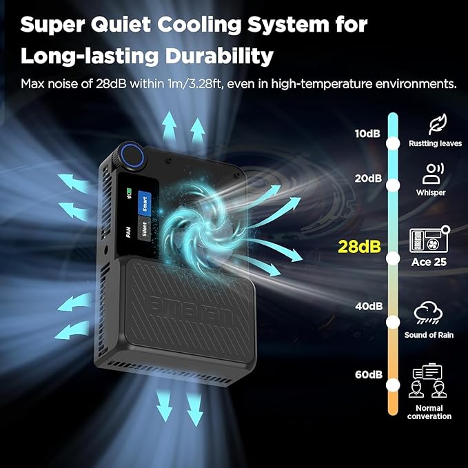 Amaran Ace 25c RGB Video Light,25W On Camera Pocket Video Light CCT 2300k-10000k, 5,908 lux @ 0.5m Illumination,with Rechargeable Battery and PD Charging (Charcoal)