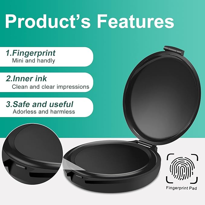 3 Pieces Fingerprint Ink Pads Thumbprint Ink Pads Black Stamp for Office Notary Supplies Identification Notary Security ID Fingerprint Cards Law Enforcement Kit
