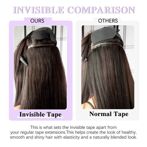 Liqusee Invisible Tape In Hair Extensions Human Hair Natural Black 20 inch 20pcs 50g/Pack Seamless Invisible Straight Tape ins Human Hair Extensions for Women