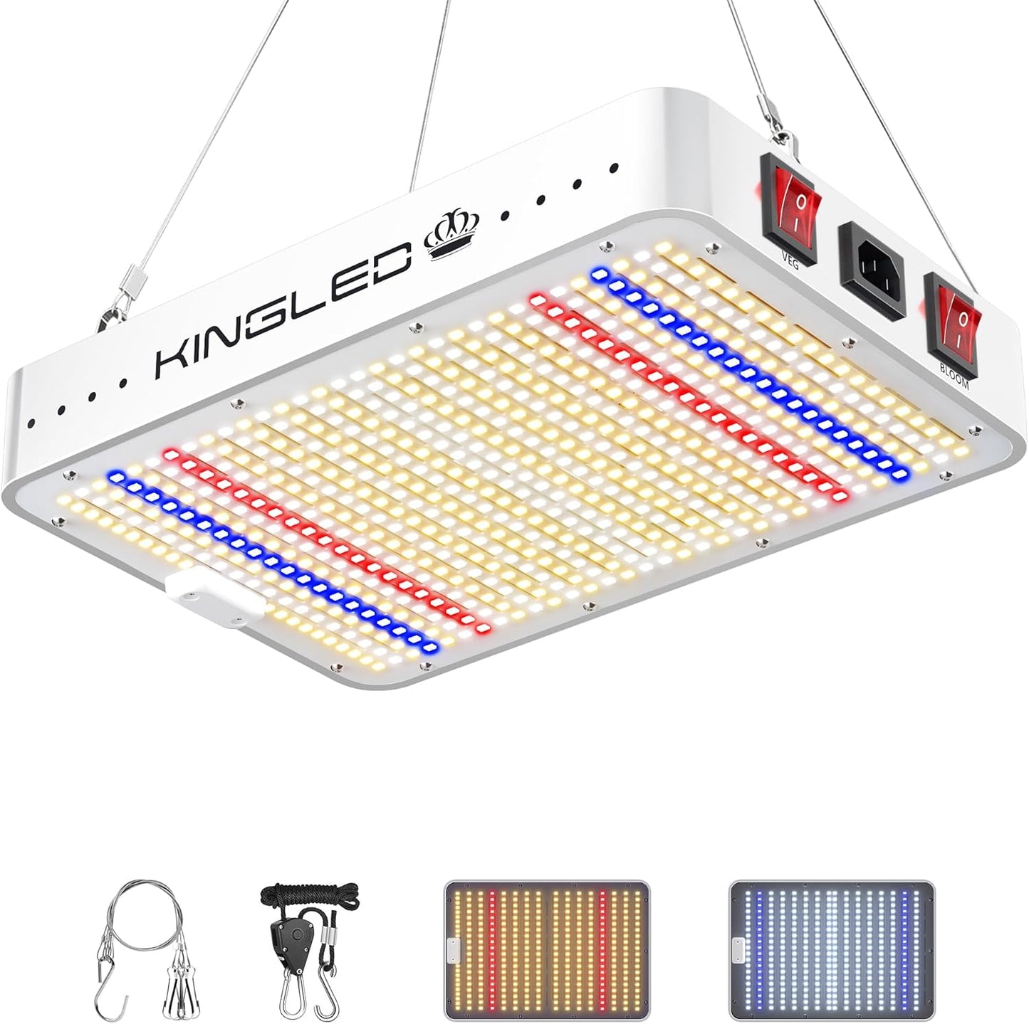 KingLED 2025 KP1000 LED Grow Lights with Yield LEDs 2x2ft Coverage Full Spectrum Grow Lights for Indoor Hydroponic Plants Greenhouse Growing Lamps Veg Bloom Daul Mode