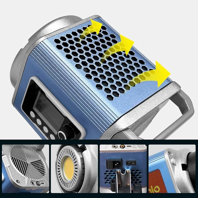 LED Spotlight Super Bright 200w2700 K6500K DMX/Custom Effects/Light Group Bowen Mount COB Light for Photography/Videography/YouTube/TikTok Content Creation Live Streaming (Blue)