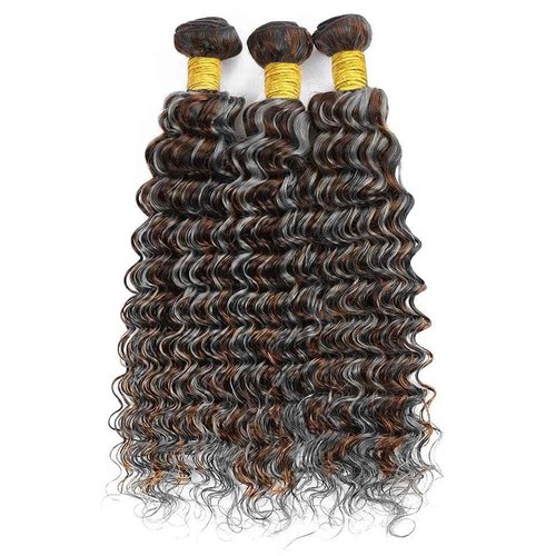 Giginger Bundles Human Hair P4/GREY 22 24 26 inch Deep Wave Human Hair Bundles Highlight Chocolate Grey Unprocessed Quick Weave Soft Sewn In Hair Extensions for Black Women