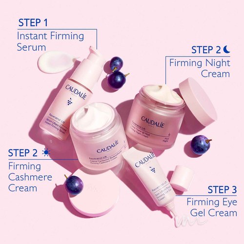 Caudalie Resveratrol-Lift Retinol Alternative Firming Cashmere Cream, Anti-Aging Moisturizer with Resveratrol, Hyaluronic Acid & Vegan Collagen, Refillable Jar - 50 mL