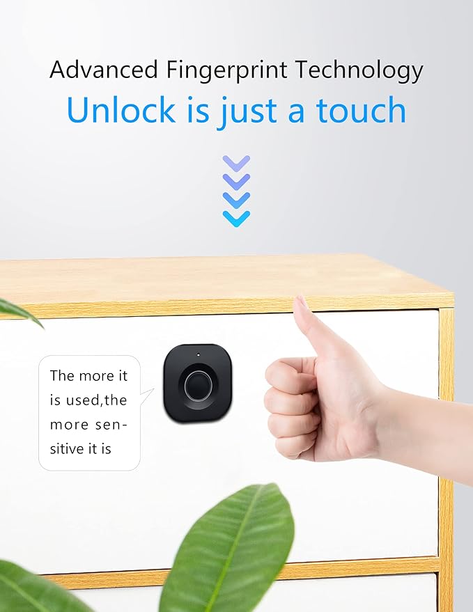 Bluetooth Fingerprint Cabinet Lock, Smart Biometric, Keyless Hidden, Child Safety Electric Lock