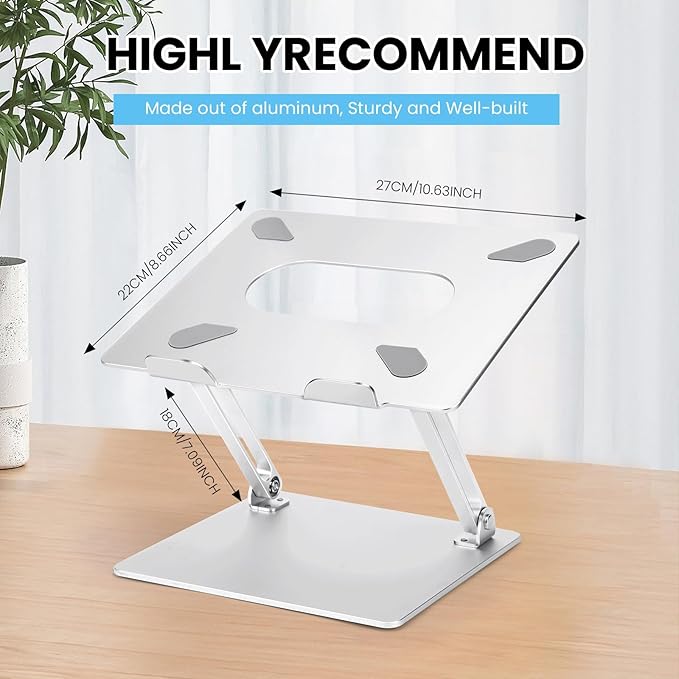 Laptop Stand for Desk, Ergonomic Aluminum Laptop Stand Adjustable Height, Foldable Laptop Riser for 10-17 Inchs Laptop(Black)