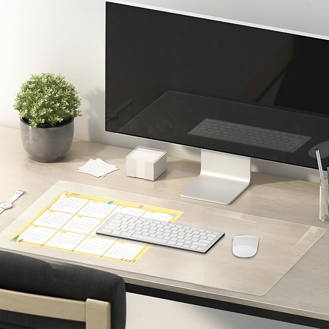 16 x 32 Inch Clear Table Cover Protector, 1.5mm Thick Plastic Table Cover, Vinyl Table Protector, Clear Desk Pad, Desk Mats on Top of Desks