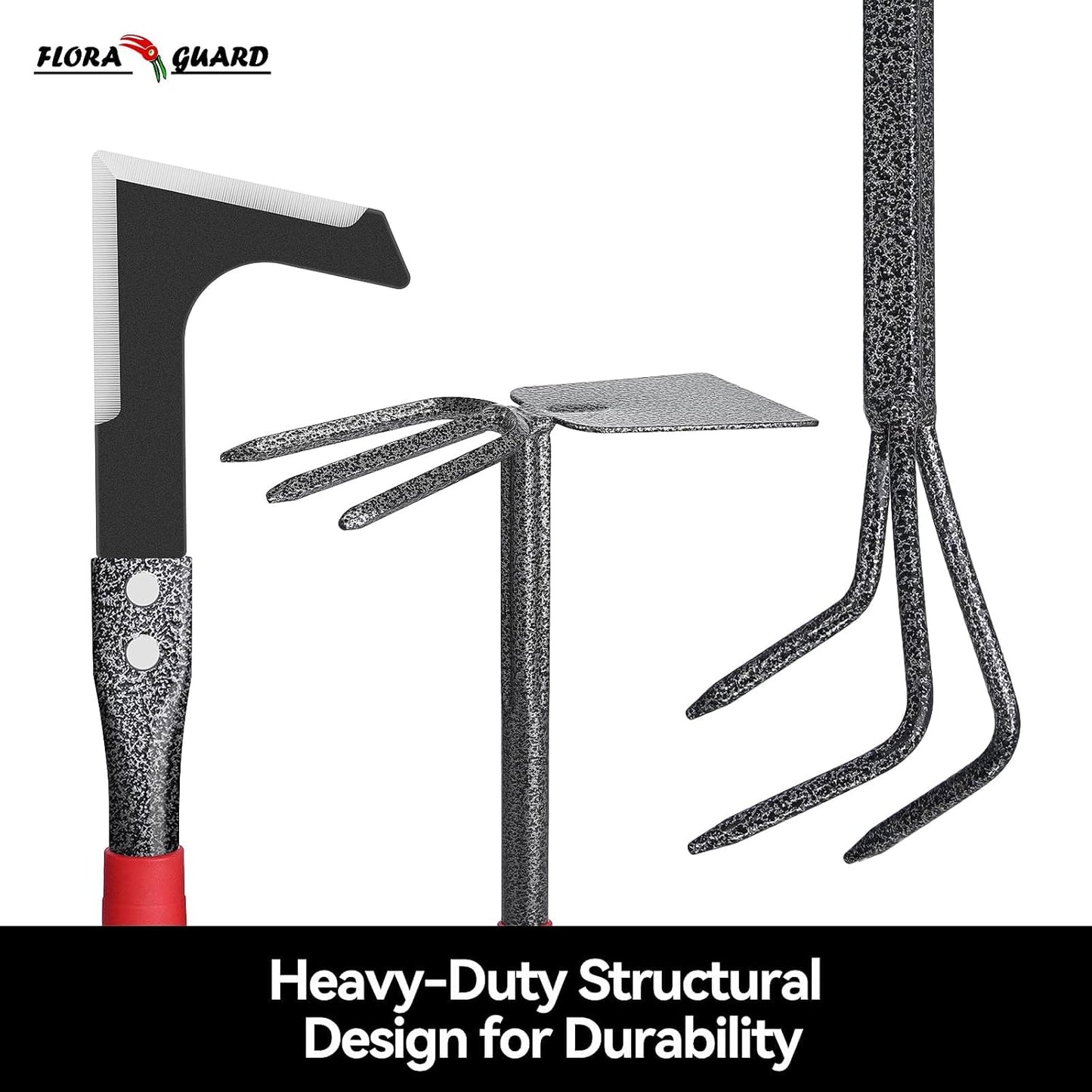 FLORA GUARD Garden Tool Set， 6 Piece Heavy Duty, Large Size Gardening Hand Tools, Sturdy & Durable, Classic Utility Gardening Gift for Men and Women