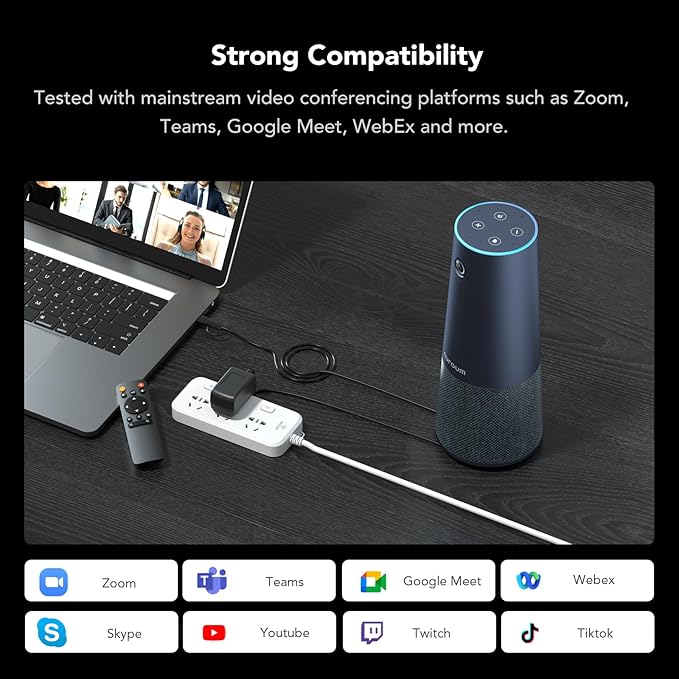 NEARITY C45 2K Video Conference Webcam with Microphone and Speaker, All-in-One Camera with 4 Noise Cancelling Microphone, 5X Zoom FHD Webcam AI Auto-Framing Plug-and-Play for Zoom/Teams/Google Meet