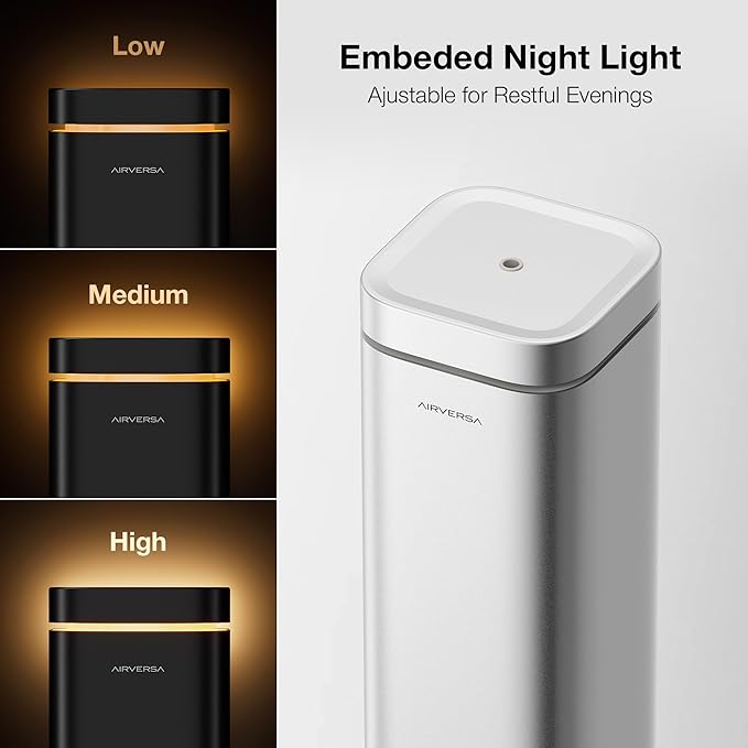 Airversa Waterless Diffuser, Smart Tower Diffuser with App Control, Cold Air Scent Diffuser Oil Machine for Homes Offices Hotels, 300mL Capacity, Up to1500 sq ft, DC-12V/1A Plug, RDX Black