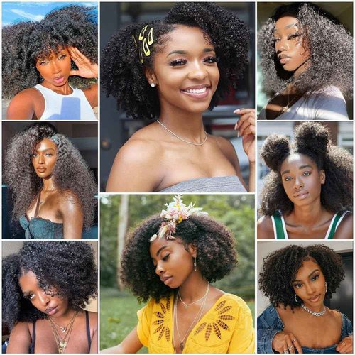 Mongolian Afro Kinky Curly Human Hair 3 Bundles 20 20 20 Afro Curly Weave Hair Extensions for Black Women Unprocessed Virgin Hair Afro Kinky Human Hair Bundles Natural Color