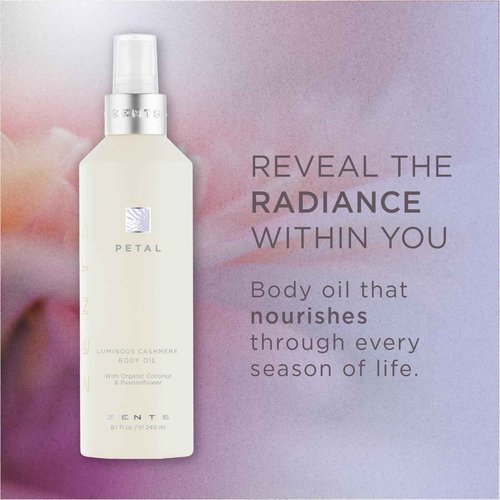 Zents Body Lotion and Cashmere Oil Set (Petal), Anti-Aging Probiotic Lotion, Soften and Moisturize Skin with Organic Coconut Oil, Moisturize and Nourish Dry Skin, Powerful Healing Duo