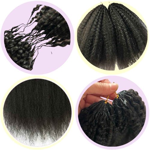 Knotless Pre-Separated Crochet Hair extensions Afro Kinky Straight hair feather crochet 100% human hair extensions for Women Natural Color 18 Inch 60g