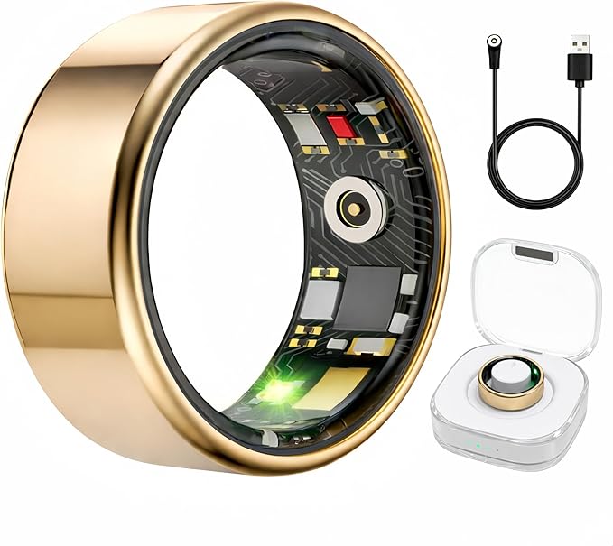 Smart Ring for Women Men,Sleep Tracking Wearable,Fitness Tracker Ring with Step/Heart Rate/Blood Oxygen/Distance/Calorie,Clock Vibration,No Subscription Fee,5ATM Water (Rose Gold, 13)