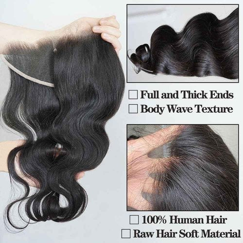Body Wave 0.095mm Real HD 13x4 Lace Frontal Brazilian Human Hair Real Invisible HD Lace Human Hair Ear to Ear Full Density Lace Frontal Closure Tiny Knots (16inches)