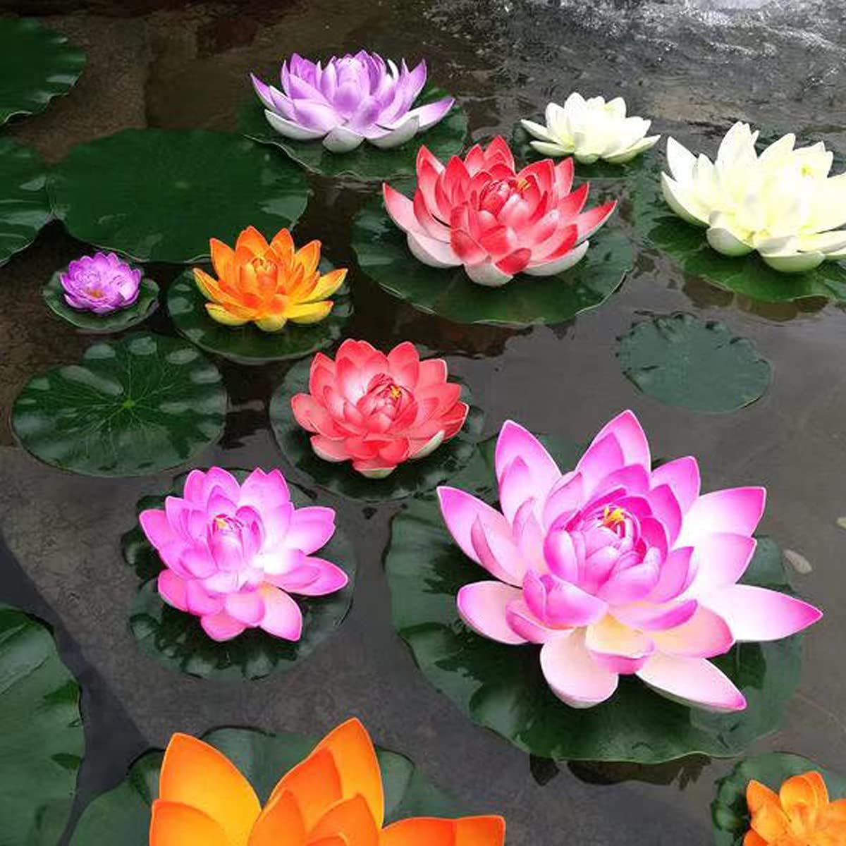 FZBNSRKO Artificial Lotus,4PCS 7.1" Inch Floating Foam Lotus Flowers for Pool,Realistic Water Lily Pads for Home Outdoor Patio Pond Wedding Party Decorations,Peach Red