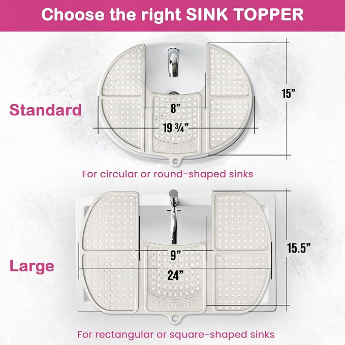 Sink Topper Bathroom Counter Cover & Storage Saver, Foldable Silicone Mat for Hot Tools, Hair Styling & Makeup, Beauty Brush Cleaning Mat, RV Camper Sink Cover & for Small Spaces (Large Green)