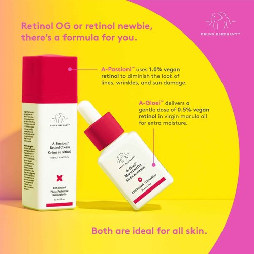 Drunk Elephant A-Gloei Maretinol Oil - 30 ml/1 fl oz - Gentle 0.5% Retinol Face Oil - Clean Clinical Skincare - Cruelty-Free - Free of Essential Oils, Silicones, and Fragrance
