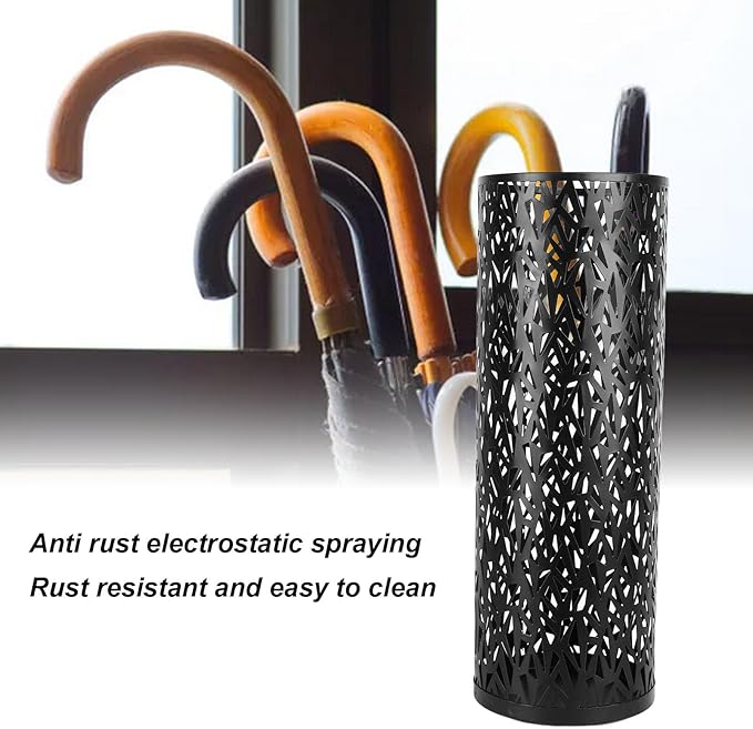 Umbrella Stand Rack for Entryway Metal Hollowed Freestanding Round Umbrella Holder Organizer Bin for Home Hotel Office Decor (Medium)