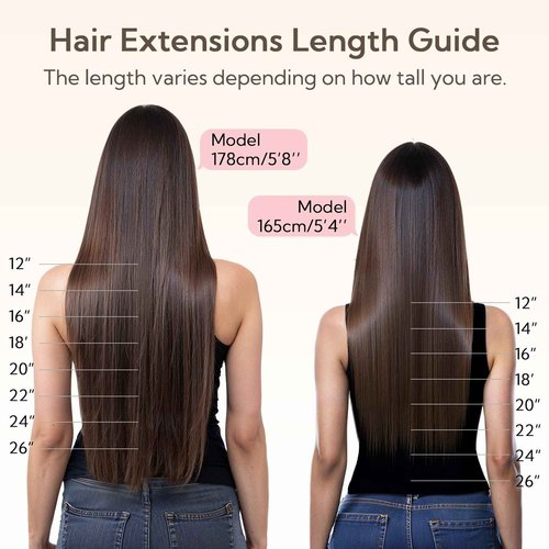 HOTBANANA Seamless Clip in Hair Extensions, 18 Inch 110g 7pcs Ombre Natural Black Mixed Chestnut Brown Invisible PU Skin Weft Straight Remy Human Hair Extensions