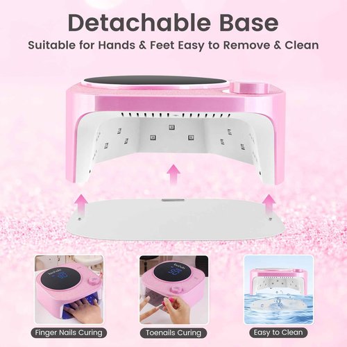 Lavinda 54W UV LED Nail Lamp, Professional UV Light for Gel Nails Rechargeable Cordless Nail Dryer with 4 Timer Settings & Auto Sensor, Fast Curing Gel Light for Home and Salon Use Diamond Dust Design