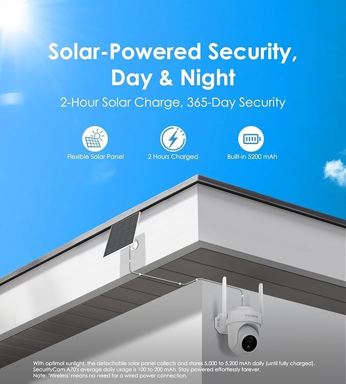 4K Security Cameras Wireless Outdoor, No Subscription, [2026 NEW] Solar-Powered Home Security Camera System with 360° Auto Tracking, Color Night Vision, 64GB Local Storage, 5G & 2.4G WiFi, Easy Setup