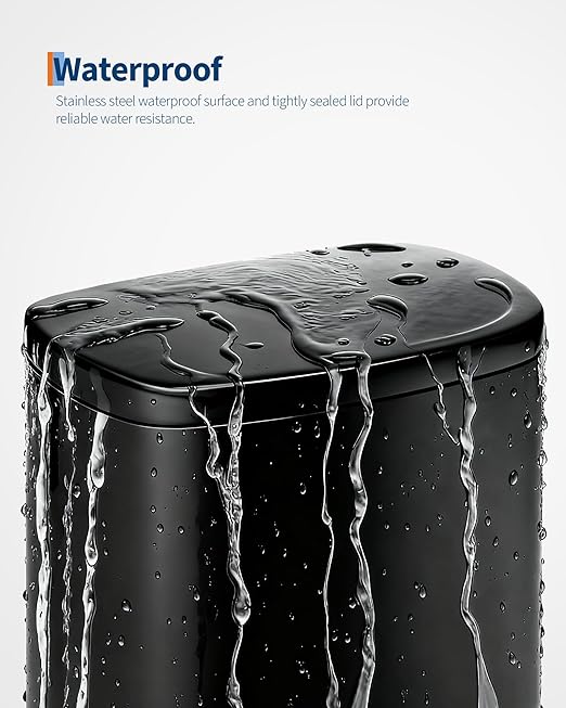GarveeHome 13 Gal & 2.6 Gal Trash Can Combo Set, Kitchen Trash Can and Bathroom Trash Bin with Lid, Step-On Rustproof Garbage Bin with Inner Bucket, Black