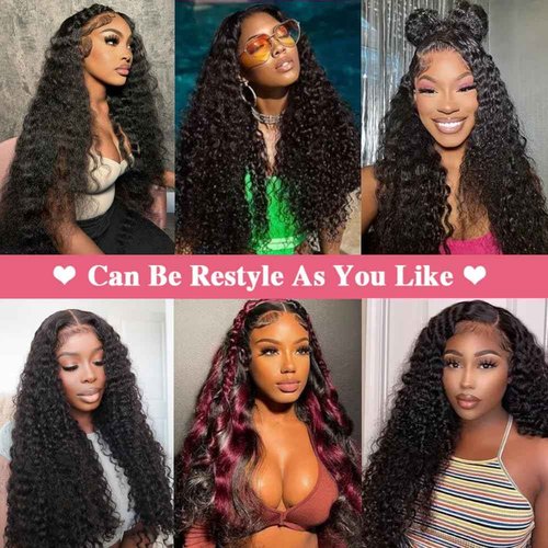 KRKRYQ 22 Inch 13x6 Deep Wave Lace Front Wigs Human Hair 200% Density 13x6 HD Lace Frontal Wigs Human Hair Pre Plucked Deep Curly Glueless Wig Brazilian Virgin Human Hair for Women Natural Color