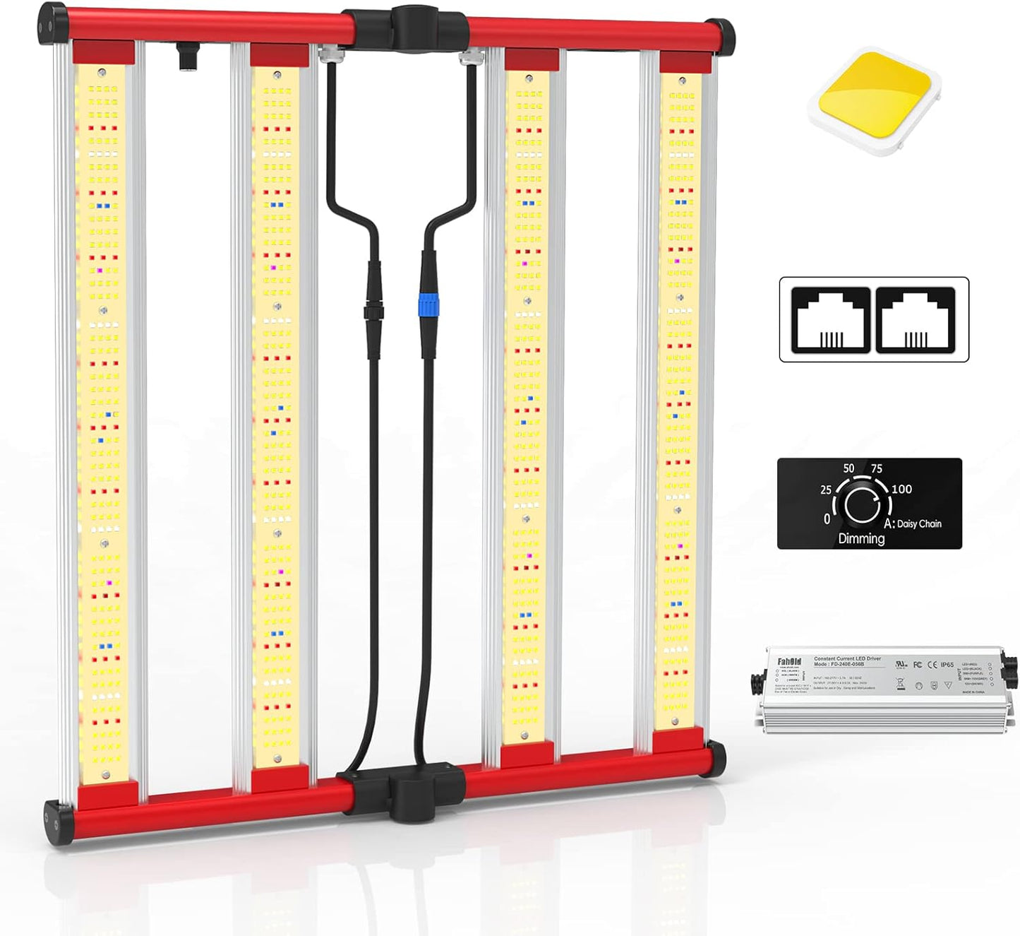 AGLEX 240W LED Grow Lights UV IR Grow Lights for Indoor Plants with 780PCS Diodes Daisy Chain Foldable & Dimmable Full Spectrum Commercial Hydroponic Growing Lamp 3x3/4x4 Grow Tent