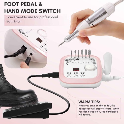 Makartt Nail Drill Bits Holder Dustproof Stand Displayer Organizer Container Bundle With Genesie Nail Drill Professional 35000RPM Electric Nail File Machine
