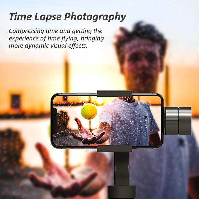 S5 Gimbal Stabilizer for Smartphone, 3 Axis Handheld, Upgraded Anti Shake System, Face Tracking, Foldable